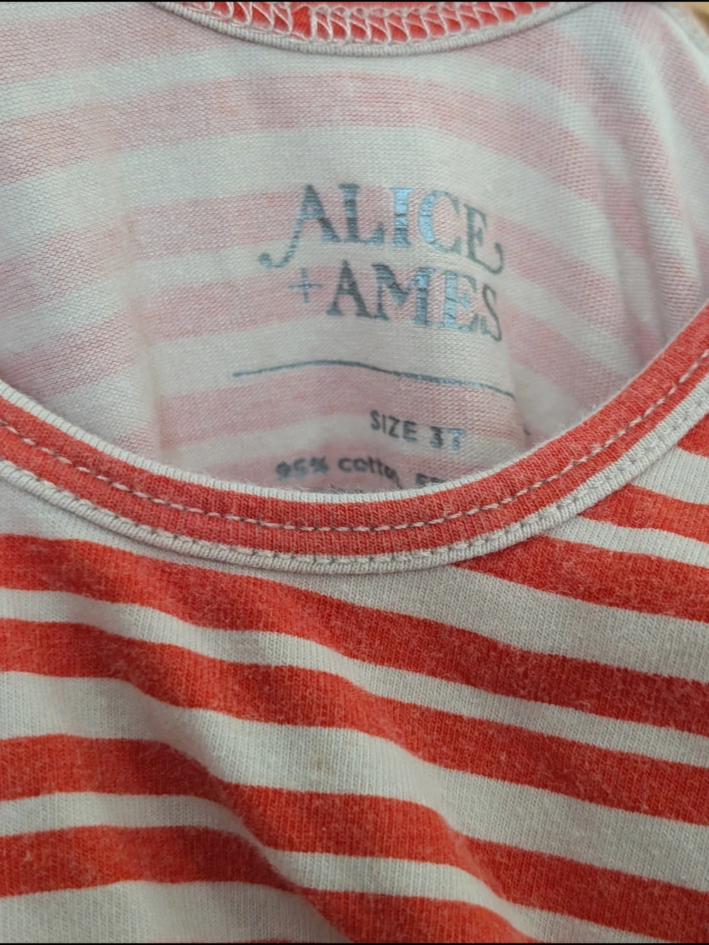 Alice and Ames 3T Toddler Girls' Striped Tank Dress - Coral and Beige